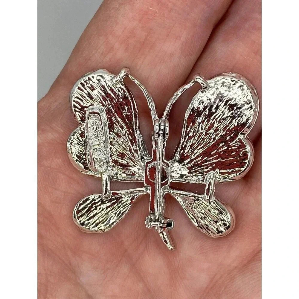 Vintage Signed Silver Tone Figural Gerry’s Butterfly Brooch Pin 1.5” X 1.5” - Picture 2 of 6